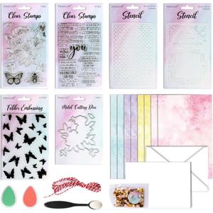 2 x Watercolor Rubber Stamp Set Art Stencil Ink Die Cut Sets Card Making Stamper Card Kit for AdultsWomen Painting