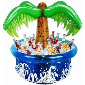33.5" Inflatable Palm Tree Cooler, Pool Party Decorations, Summer Luau Party Supplies, Hawaiian Tropical Beach Themed Decorations, Blow Up Birthday Drink Cooler