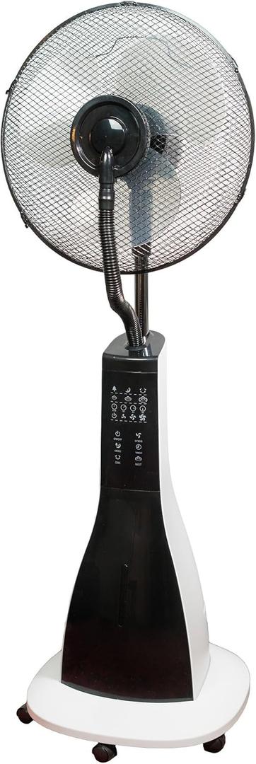 XBrand Oscillating Pedestal Fan with Mist, Misting Fan for Home, Office, Patios with Timer & Remote Control, 47 Inch Height,Black and White