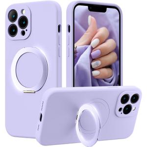 MCFANCE Magnetic Stand Case for iPhone 13 Pro | Compatible with MagSafe, Shockproof, Anti-Scratch Lining | Slim Fit (6.1" 2021) Lightpurple