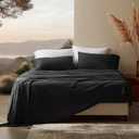 SLEEP ZONE Twin Sheets Set - 3 Piece Bedding - Jersey Knit Cooling Sheet Set - Soft and Fade Resistant - Easy Care - Deep Pocket (Twin,Black)