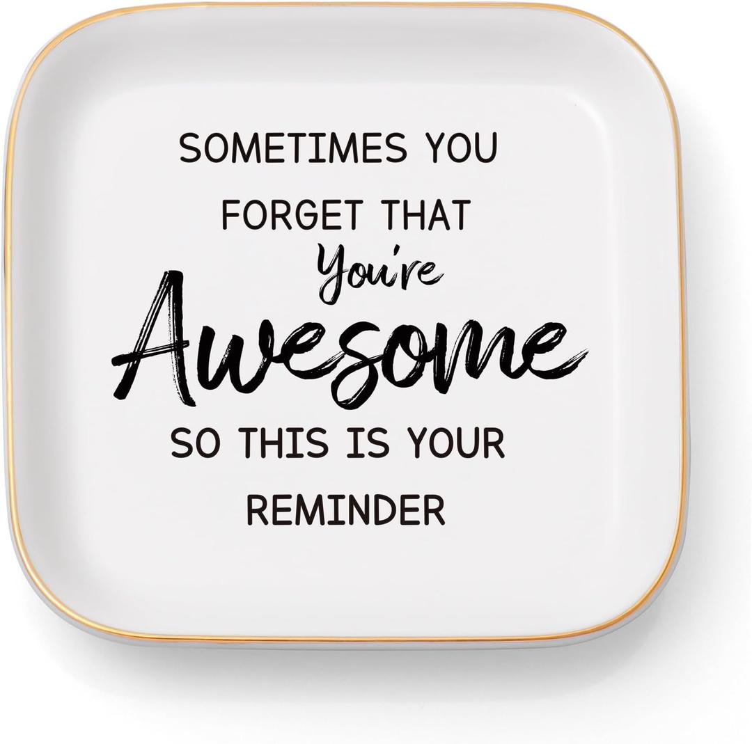 Stocking Stuffers for Women Teen Girls, Unique Gifts for Friends Sister Coworkers Mom Daughter - Inspirational Gifts Sometimes You Forget Youre Awesome Jewelry Dish for Christmas, Birthday