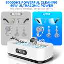 50KHz 40W Portable Professional Ultrasonic Jewelry Cleaner, 5 Cleaning Modes, 650ml 304 Stainless Steel Tank Ultrasonic Machine, Fits Jewelry, Eyeglasses, Rings, Watch Straps, Dentures