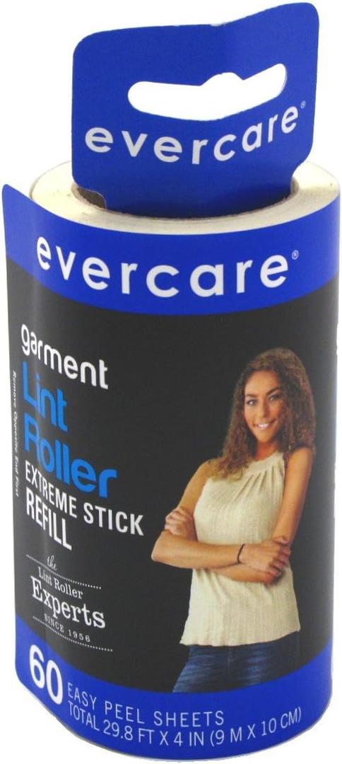 Evercare Lint Roller Refill Picks Up Lint, Dust, Dandruff 60 Layers (2 Pack)