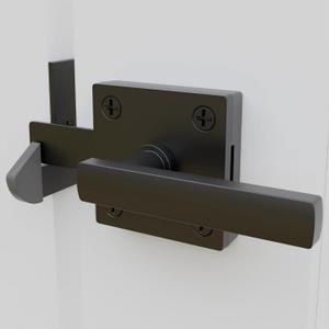 Black Heavy Duty Double Side Gate Latch for Wooden Fence, Self Locking Aluminum Gate Latch for Outdoor Fence, Swinging Door Latch Gate Hardware,Black