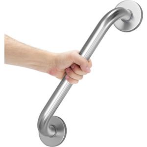 AmazerBath Shower Grab Bars for Seniors Anti Slip, Bath Safety Grab Bar for Needy, Stainless Steel Bathroom Safety Grab Bars, Thickened Bar Bigger Base Holds 500LBS, 16" L x 1.25" D, Brushed Nickel