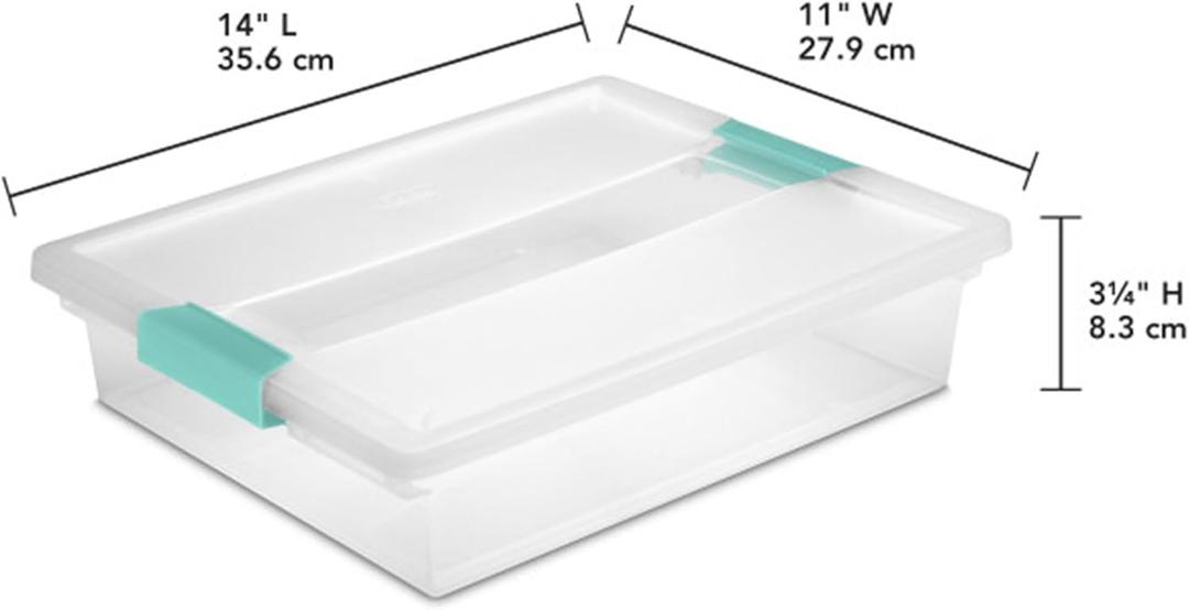 Sterilite  Clip Box, Stackable Clear Plastic Bin with Latching Lid, Large - Writing, Arts or Craft Supplies Storage Containers for Home, Office, Classroom and Workshop Organization