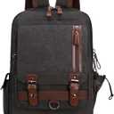 Lanola Water-resistant Canvas Backpack with Anti-Theft Pocket, Daypacks Fits 15.6 Inch Laptop for Men Perfect for Work, Travel, Daily Use (Black)