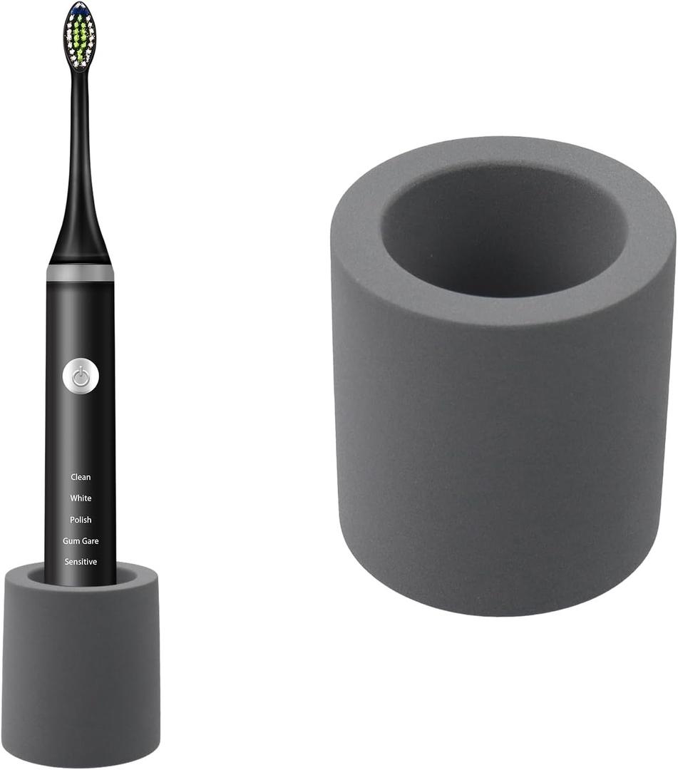 Toothbrush Holder Diatomite Holder Stand for Bathroom Vanity Countertop Water Absorption Quick Drying Toothbrush Holder Stand (Grey)