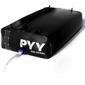 PYY Portable 87 Gallon Water Bladder - Truck Bed & Carrier Cart Water Bob Bathtub Emergency Water Bladders for Outdoor RV & Car Camping Water Bladder Tank with Spigots and Overflow Kit-Black 330L