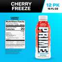 PRIME Hydration CHERRY FREEZE, Sports Drinks with Coconut Water, Electrolyte Enhanced to Replenish Fluids, Zero Added Sugar, B Vitamins, Antioxidants, Made with Natural Flavors, 16.9 Fl Oz 12 Pack (EXP 11/19/27)