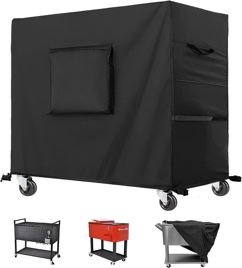 Kovshuiwe Waterproof 100 Qt Rolling Cooler Cart Cover Outdoor Beverage Cart Patio Ice Chest Protective Covers Fits Most Patio Ice Chest Party Cooler Upto 43L x 22W x 32H inch
