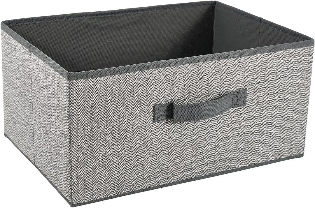 DAYARD Fabric Bins [1-Pack], Foldable Cube Baskets Storage Boxes for Shelves, Closet, Bookshelf, Nursery Organizer Containers (grey, medium)