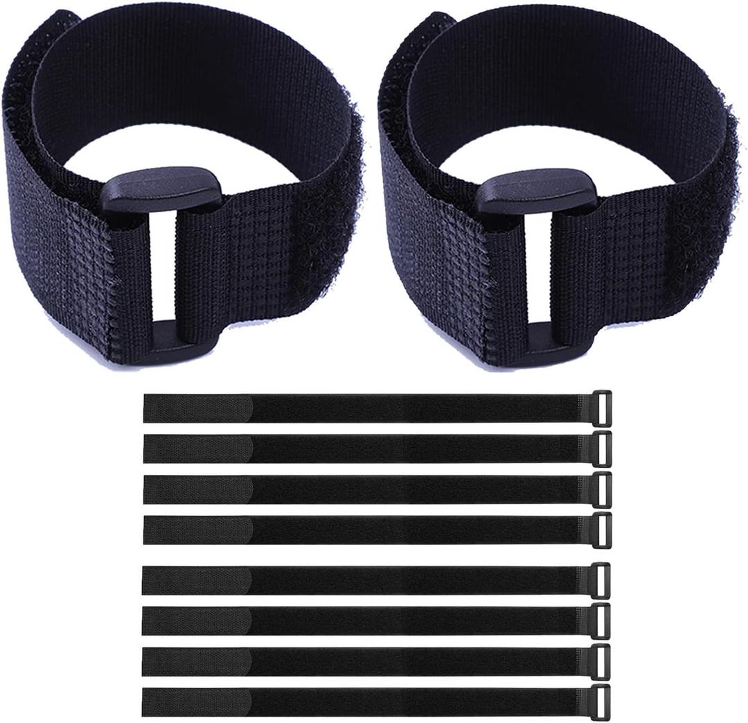 Fastening Hook and Loop Cable Straps,10Pack Black Self-Adhesive Cable Ties,Nylon Securing Straps with Buckles,Adjustable and Reusable Cinch Straps for Cords Organized and Tidy(1" x 24")