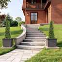 4ft Artificial Boxwood Topiary Trees, Set of 2 UV Resistant Faux Evergreen Shrubs and Bushes for Outdoor Planters, Realistic Fake Plants for Front Porch Outside Patio Yard, 4 Foot Tall