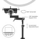 MELIPRON Truck Laptop Mount Fit for 15-25 Ford F150, 17-25 F250, F350, F550, No-Drilling Vehicle Computer Stand for Passenger Seat, Adjustable Height, 2 Built-in Cooling Fans