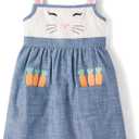 Gymboree,Girls,and Toddler Embroidered Sleeveless Skirtall Jumpers (Blue)