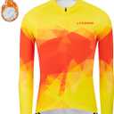 Men's Cycling Jersey Winter Thermal Fleece Long Sleeve Bike Shirts Windproof Cycling Jacket with 3 Pockets (XXL)