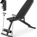 Adjustable Weight Bench for Home Gym, Foldable Workout Bench for Full Body Fitness Dumbbell Exercise, 600LBS Incline Decline Flat Bench with Resistance Bands for Strength Training