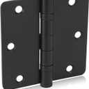 goldenwarm 3 Pack 304 Stainless Steel Door Hinges, Matte Black Non Removable Pin Heavy Duty Ball Bearing Door Hinges 3.5 Inch, Commercial and Residential Door Hardware, with 1/4 Inch Radius