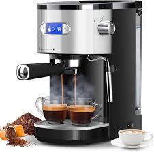 Stainless Steel 20 Bar Espresso Machine for Home Latte Cappuccino | 25s Heat-Up, Preset Single & Double Espresso, Milk Frother, Temperature Control, 45oz Water Tank, Compact Design