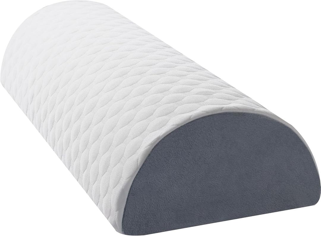Knee Pillow for Back Sleeping Half Moon Bolster Pillow Wedge Pillow for Back Sleepers Under Knee Pillow for Sleeping on Back Leg Pillow for Neck Pain Relief, 20.5" X 8" X 4.5"