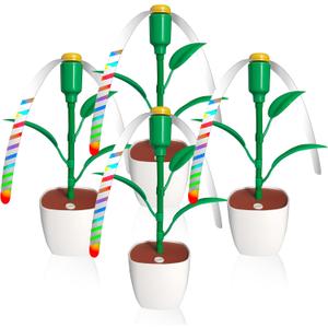 4PCS Fly Fans for Tables, Fly Repellent Fan to Keep Flies Away, Retratavle Food Fans for Camping, Picnic, Outdoor or Indoor Meals(Flowerpot Modeling)