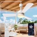 PBLALA Ceiling Fans with Lights,28" LED Fan Light Hanging with Hook,Hook Type Ceiling Fan,Plug in Ceiling Fan Light,35W,3000-6500k,Remote Control,Portable Fan for Camping Bed,Patios,(White)