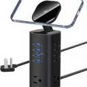 Flat Plug Surge Protector Tower, TenTrend Power Strip Tower with Surge Protection, 3 AC Outlets & 8 USB Ports, 5FT Extension Cord, 115W Total Fast Charging Tower for Multiple Devices