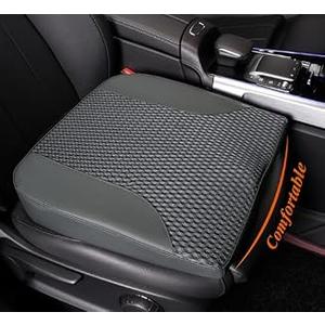kingphenix Car Seat Cushion – Memory Foam Pad for Driving Comfort – Boosts Height and Relieves Coccyx & Lower Back Pain – Car, Truck, Office Chair (Leather & 4D Mesh Gray)
