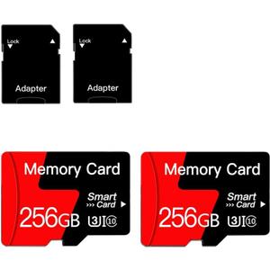 Micro Card 2-Pack 256GB Memory Card with Adapter Class 10, UHS-I, U3, A1, for Smartphones, Drones, Camera