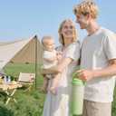 LUCKBEE Portable Breastmilk Cooler - 16oz Breast Milk Cooler Bottle with LCD Temp Display Cooling up to 24 Hours, Breastmilk Chiller with 2pcs Milk Storage Bottles, Breastfeeding Essentials for Baby (Green)