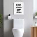 Funny Sign for Front Door, Here We Go Again I Mean Good Morning Wooden Plaque Signs Wall Hanging for Home Office Porch Decorations, Funny Door Signs, 8x10 Inch