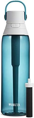 Brita Hard-Sided Plastic Premium Filtering Water Bottle, BPA-Free, Reusable, Replaces 300 Plastic Water Bottles, Filter Lasts 2 Months or 40 Gallons, Includes 1 Filter, Sea Glass - 26 oz.