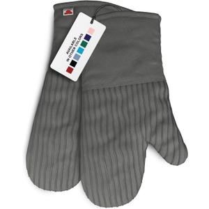 Silicone Oven Mitts - Gray Set of 2-12.5" - Heat Resistant to 536 F / 280 C Kitchen Gloves - Professional Grade Protection Hot Cooking Baking (Ashy)