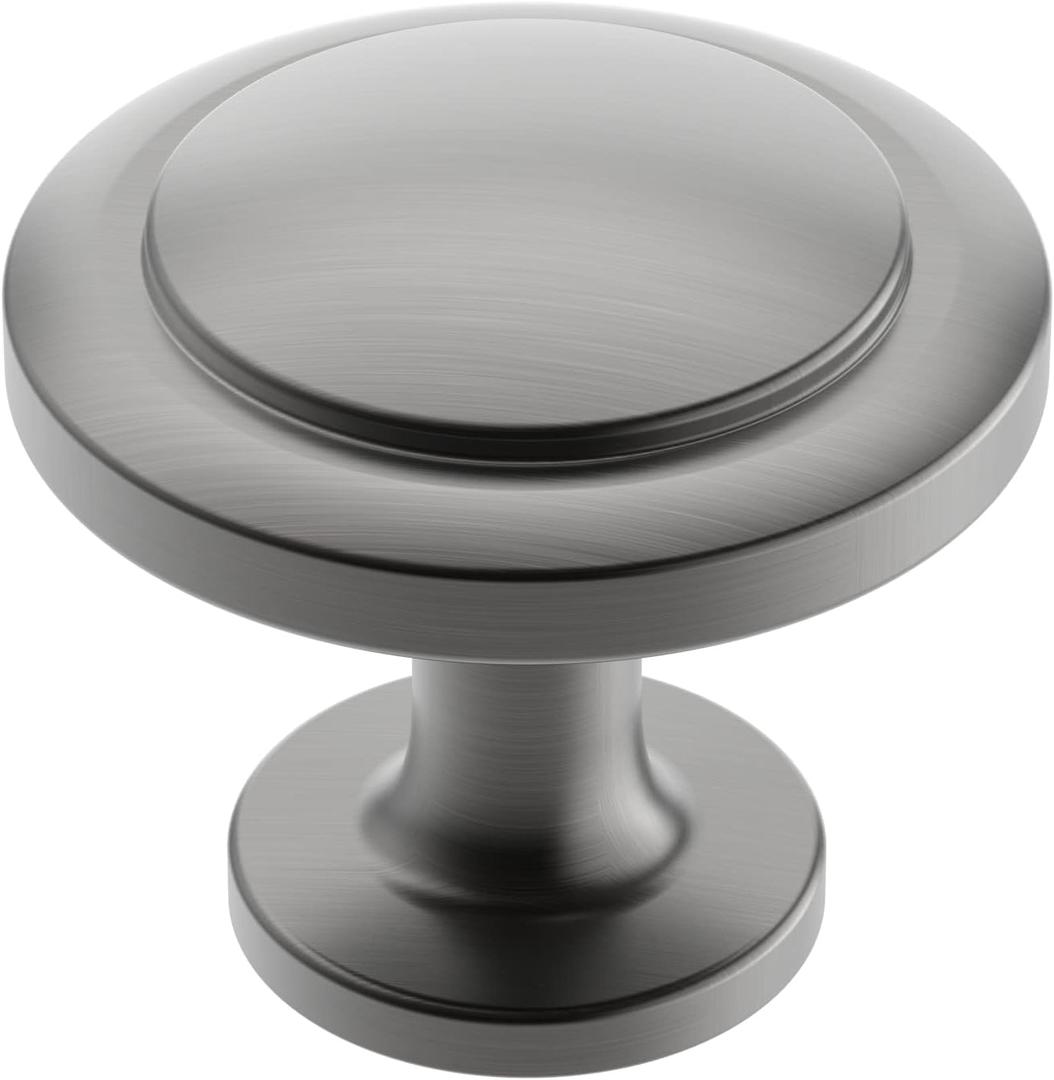 Alzassbg 5 Pack Brushed Black Nickel Cabinet Knobs, 1-1/4 Inch Diameter Round Kitchen Knobs for Cabinets and Drawers AL6012BBN