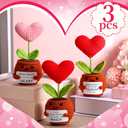 Wavwavw 3 Pack Teacher Appreciation Gift Positive Flower Handmade Crochet Doll Thank You for Helping Me Grow Gifts Back to School Gifts for Women Teacher(Heart)