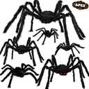 WODMAZ 5 Packs Halloween Spider Outdoor Decorations, Scary Hairy Large Spider Decorations with Different Sizes for Halloween Outside Yard Lawn Garden Decor (12" 12" 20" 24" 35.5" 49.5")