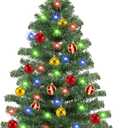 [ 12 Modes & Timer ] 3 Ft Green Small Christmas Tree with 50 LED Lights, 15 Ball Ornaments 3D Star Battery Operated Prelit Christmas Tree Indoor Home Fireplace Holiday Xmas Christmas Decorations