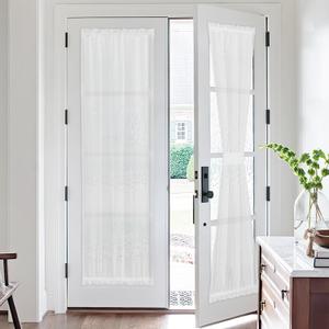 NICETOWN 2 Panels Bathroom Door Curtains for Windows, Privacy Added Light Filtering French Sheer Shade for Living Room Bedroom, Door Blinds for Narrow Window, Ivory White, 26" W x 72" L