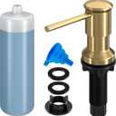 Dish Soap Dispenser, Kitchen Sink Soap Dispenser Pump with 17 OZ Bottle, Refill from The Top, Wide Pump Head Base (Golden)
