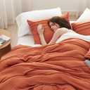 Bedsure Queen Comforter Set - 4 Pieces Pinch Pleat Bed Set, Burnt Orange Boho Bedding for All Season, 1 Soft Comforter, 2 Pillowcases, 1 Decorative Pillow