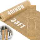 Buryeah 40 Inch x 33 ft Burlap Fabrics Roll Natural Burlap Tree Wrap Winter Garden Frost Plant Protection Blankets Cloth Weed Barrier Fabric Jute for Outdoor Home Trees Shrubs Craft Party Decor