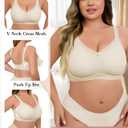 LIIJOO Wireless Bras for Women Seamless Comfort Everyday Bra, Full Coverage No Underwire, T-Shirt Bra for Daily Wear, Plus Size Minimizer BraLight Brown, 1XL Plus Size