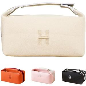 Fammart Travel Makeup Bag, Waterproof Canvas Cosmetic Bag Make Up Organizer Case for Women, Large Toiletry Bag Skincare Pouch for Toiletries Accessories Brushes