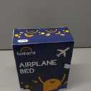 LUMARA Toddler Airplane Bed - Inflatable Airplane Bed for Toddlers, Plane Baby Mattress for Kids - Blow Up Air Mattress for Child Flight Sleep with Safety Belt, Innovative Valves, No Pump Needed (Blue)