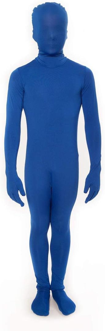 Morphsuits Kids Bodysuit Full Body Suit Halloween Costume, Skin Suit For Boys (Large, Blue)
