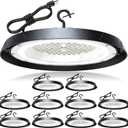 250W UFO High Bay Lights 30000LM LED Shop Light Plug & Play 10 Pack
6000K Commercial Bay Lighting IP65 Garage Light, Wide 120° Lighting Coverage, Clear Daylight with CRI>90, 5ft Power Cable