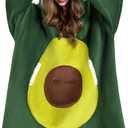 OLAOLA Avocado Wearable Blanket Hoodie for Adult, Oversized Animal Hooded Blanket with Pockets & Sleeves, Soft Sherpa Avocado Style Sweatshirt Comfy for Birthday Gifts, Adult