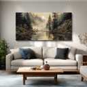 WLWBINTING Canvas Wall Art For Living Room Large Farmhouse Wall Decor Rustic Pictures For Bedroom Vintage Landscape Wall Decorations Canvas Prints Forest Paintings Artwork Room Office Wall Decor